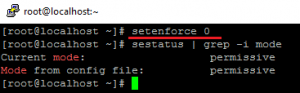 تغییر وضعیت SELinux از Enforce به Permissive